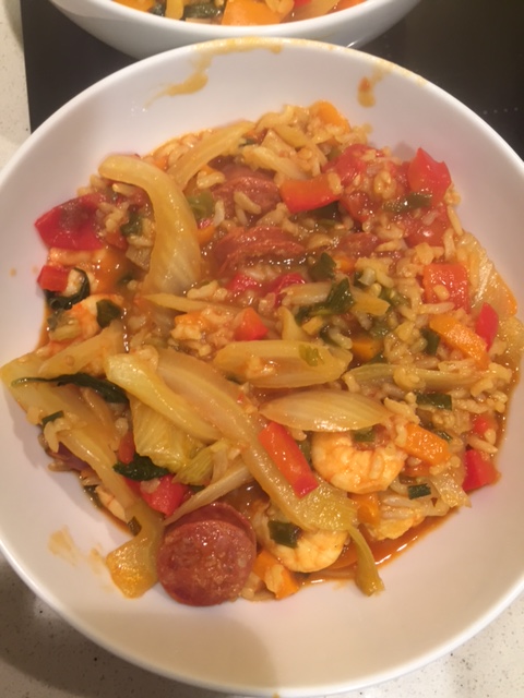 Prawn, chorizo and fennel rice&nbsp;bowl